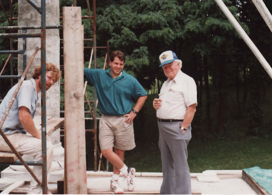 John Canning and Chucky working on the columns